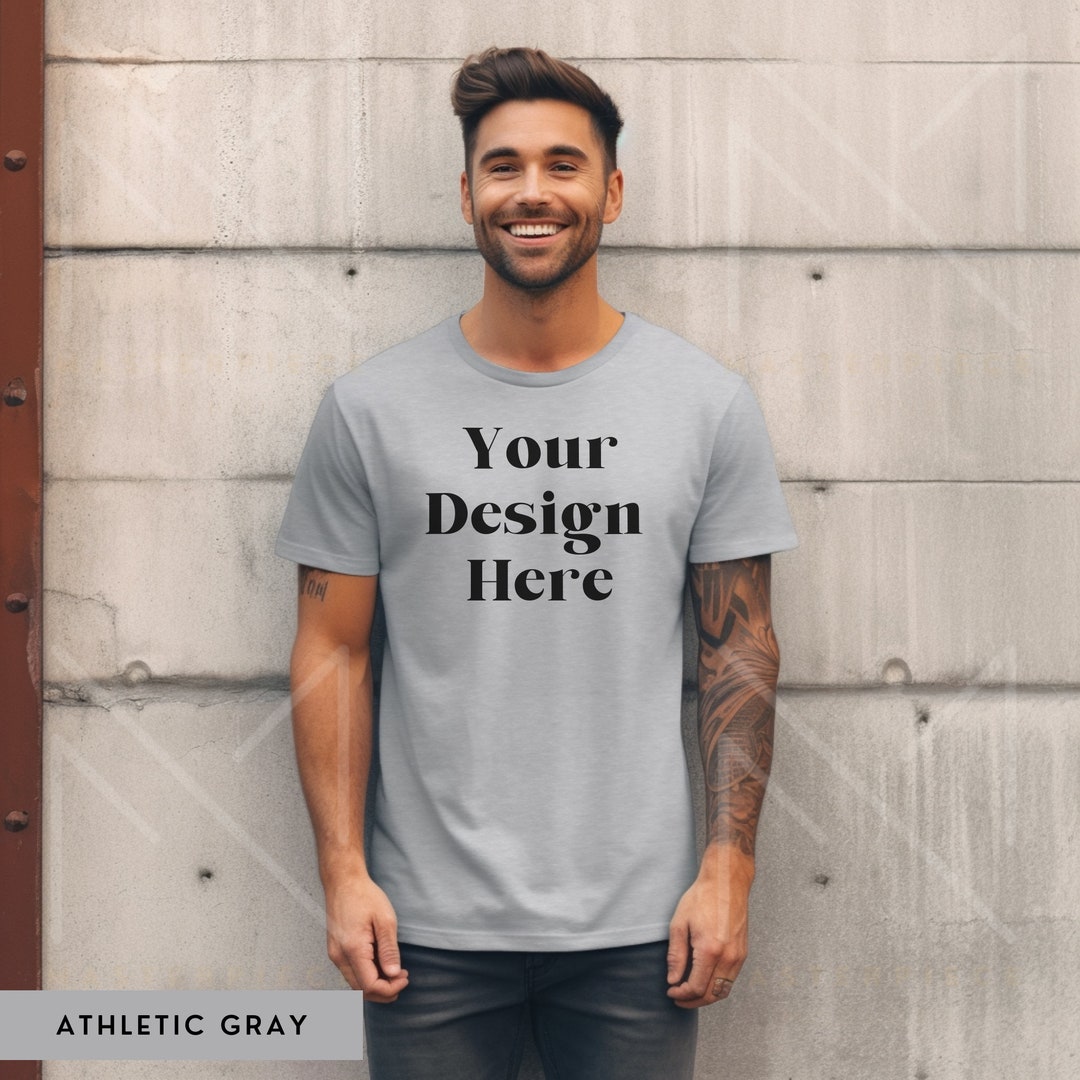 Light Gray Bella Canvas 3001 Mockup 3001 Men's T-shirt Mockup BC 3001 T ...