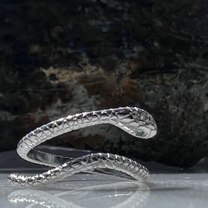 Sterling silver snake ring serpent snake jewelry adjustable ring 925 animal reptile jewelry image 4