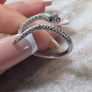 Sterling silver snake ring serpent snake jewelry adjustable ring 925 animal reptile jewelry image 3