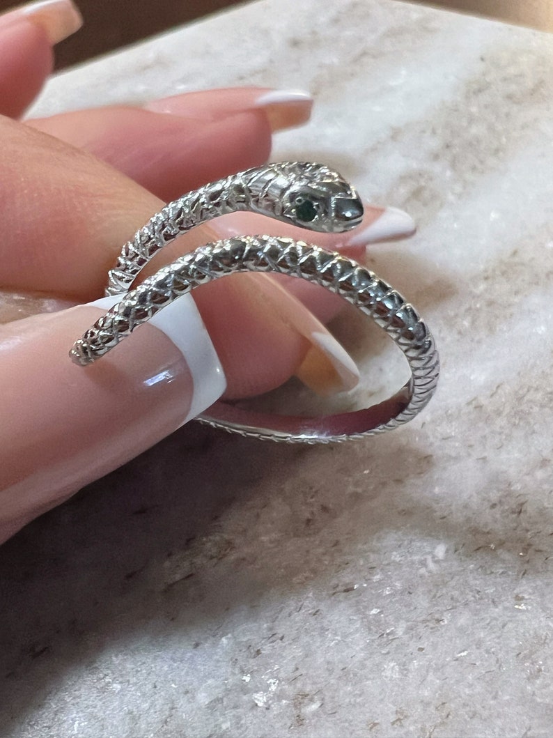Sterling silver snake ring serpent snake jewelry adjustable ring 925 animal reptile jewelry image 3