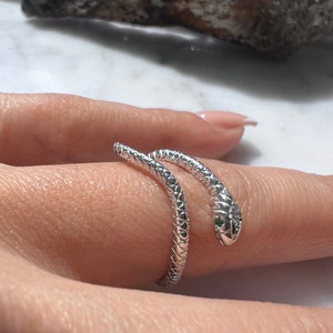 Sterling silver snake ring serpent snake jewelry adjustable ring 925 animal reptile jewelry image 6
