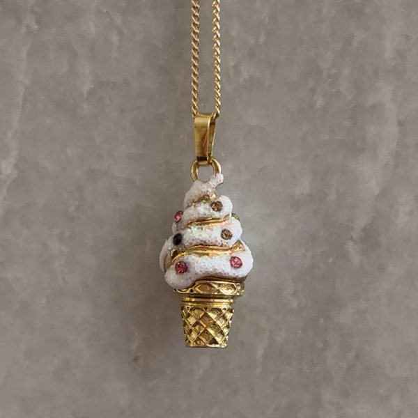 Ice cream cone necklace | 16 in | Gold plated