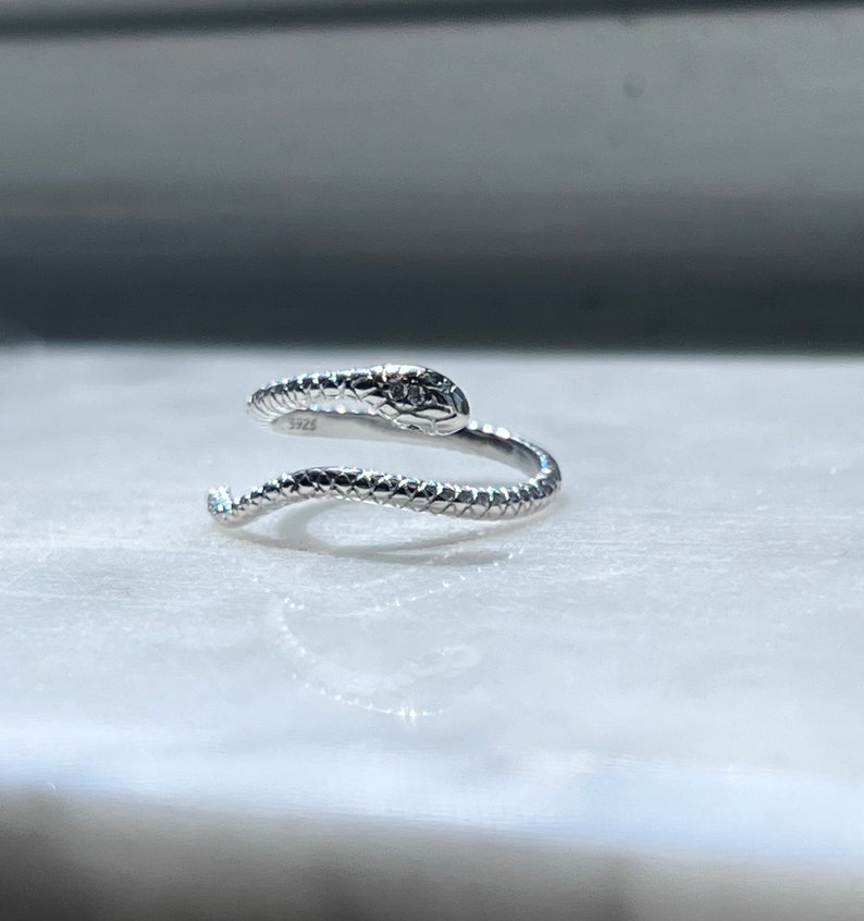 Sterling silver snake ring serpent snake jewelry adjustable ring 925 animal reptile jewelry image 5