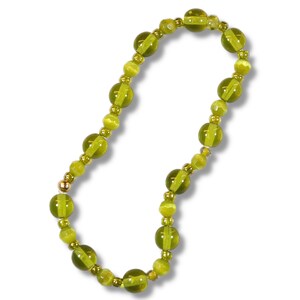 Crystal Moss Rhapsody: Green Glass Bead Elastic Bracelet