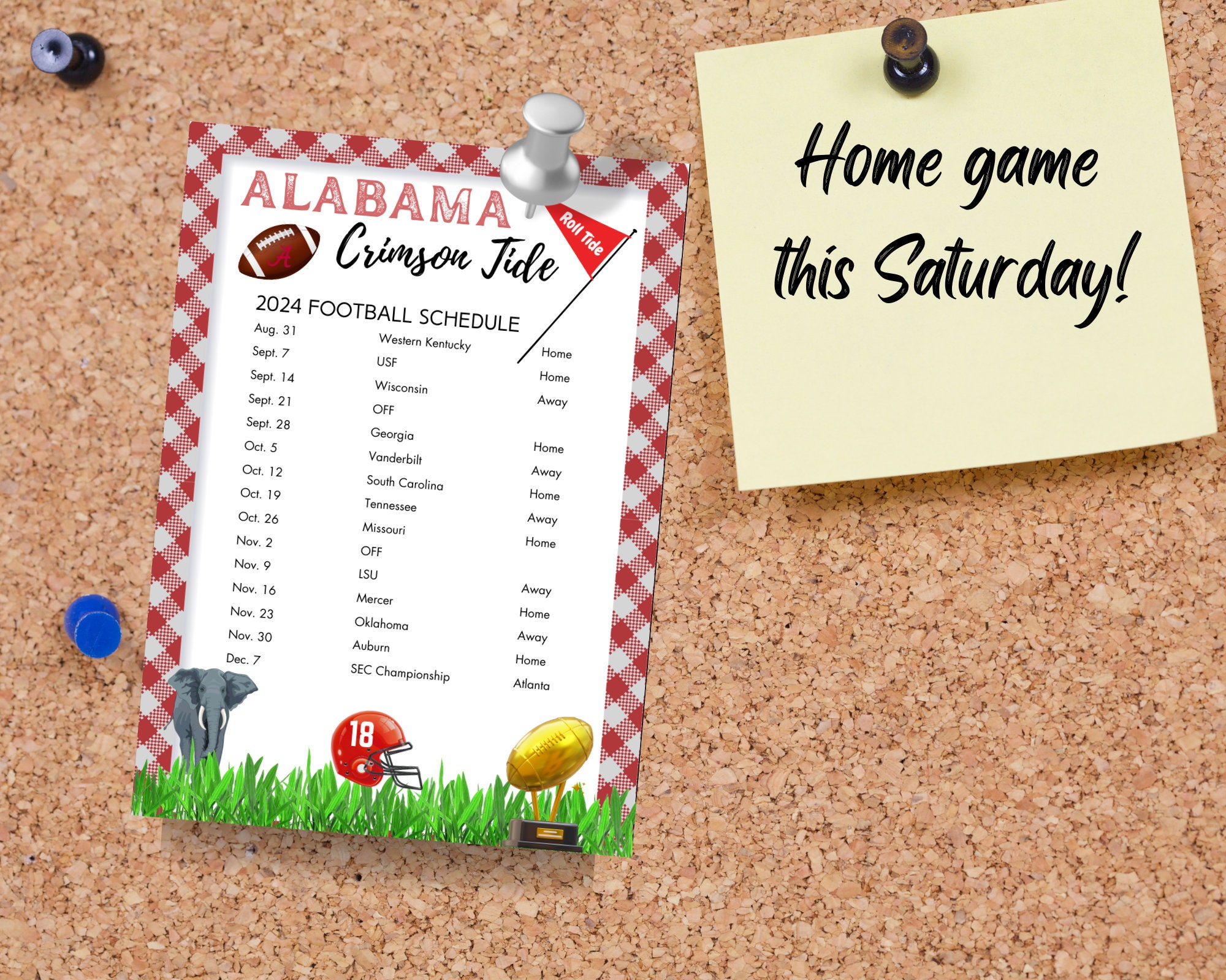 2024 University of Alabama Football Schedule Crimson Tide Printable Schedule Instant Download