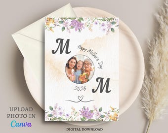 Mother's Day Photo Card | Canva Photo Card Template | Printable Mother's Day Greeting | Digital Download | Photo Upload | Card for Mom