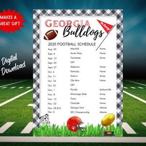 2025 Georgia Football Schedule | GA Football Games | Printable Schedule | Instant Download | Bulldogs Fans