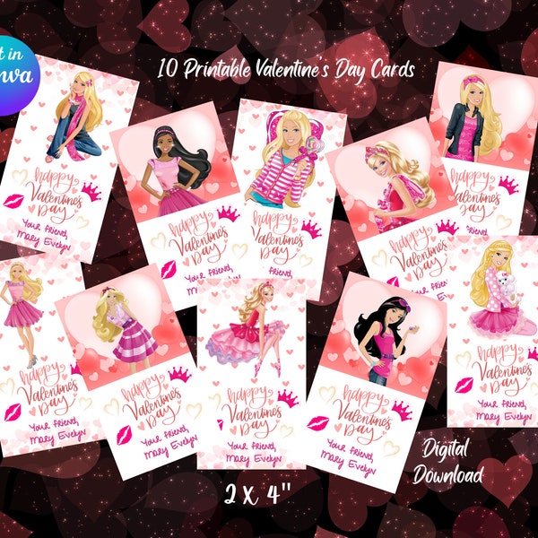 Printable Valentine's Day Cards | Glam Girls | Class Party Valentine Greetings | Editable Template | Digital Download | Fashion Models