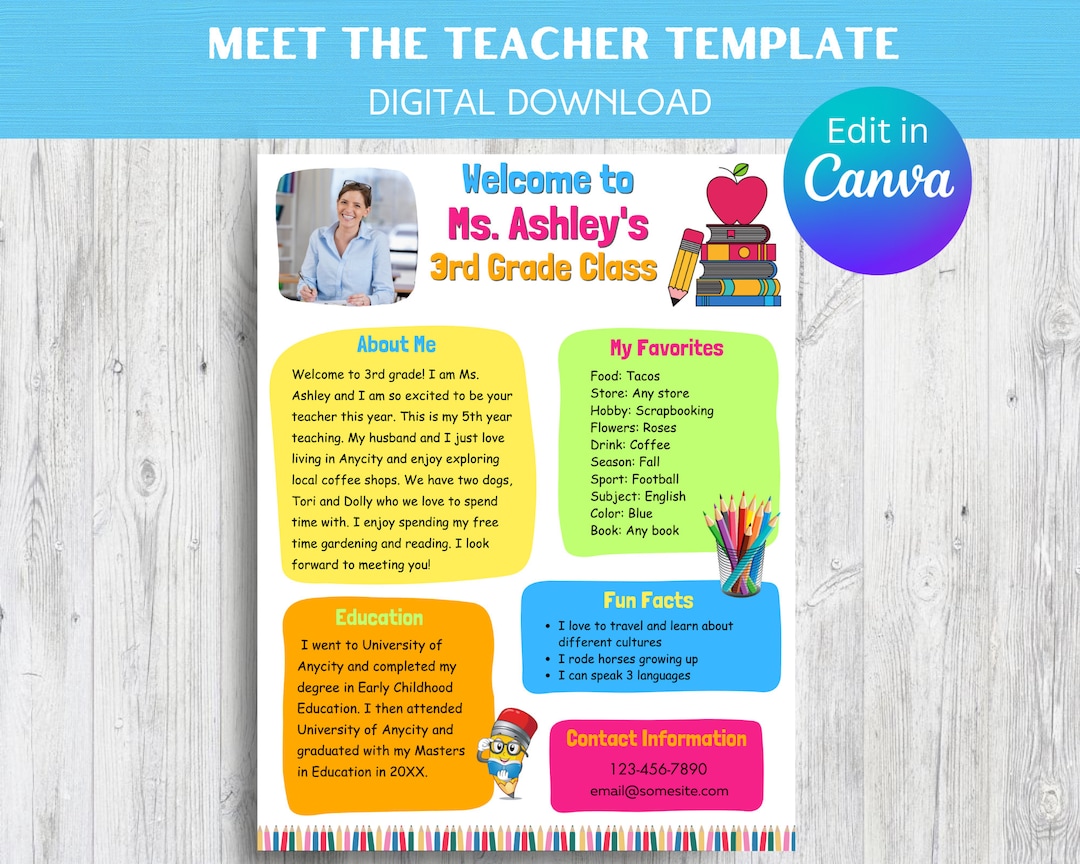 Meet the Teacher Template | Editable Canva Template | Open House ...