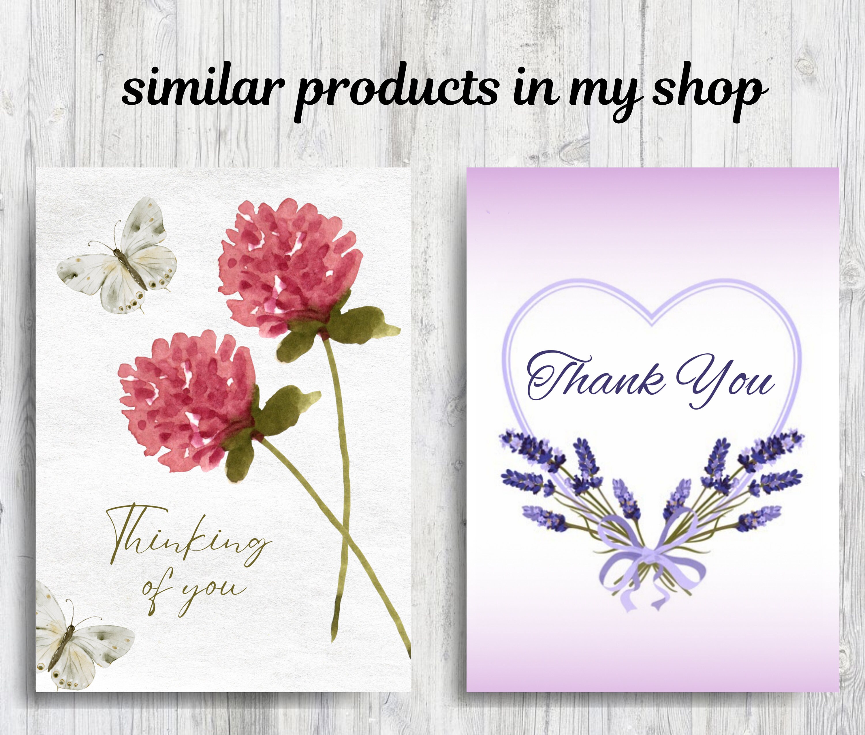 Thank You Card Hand Painted Watercolor Lavender Flowers Printable ...
