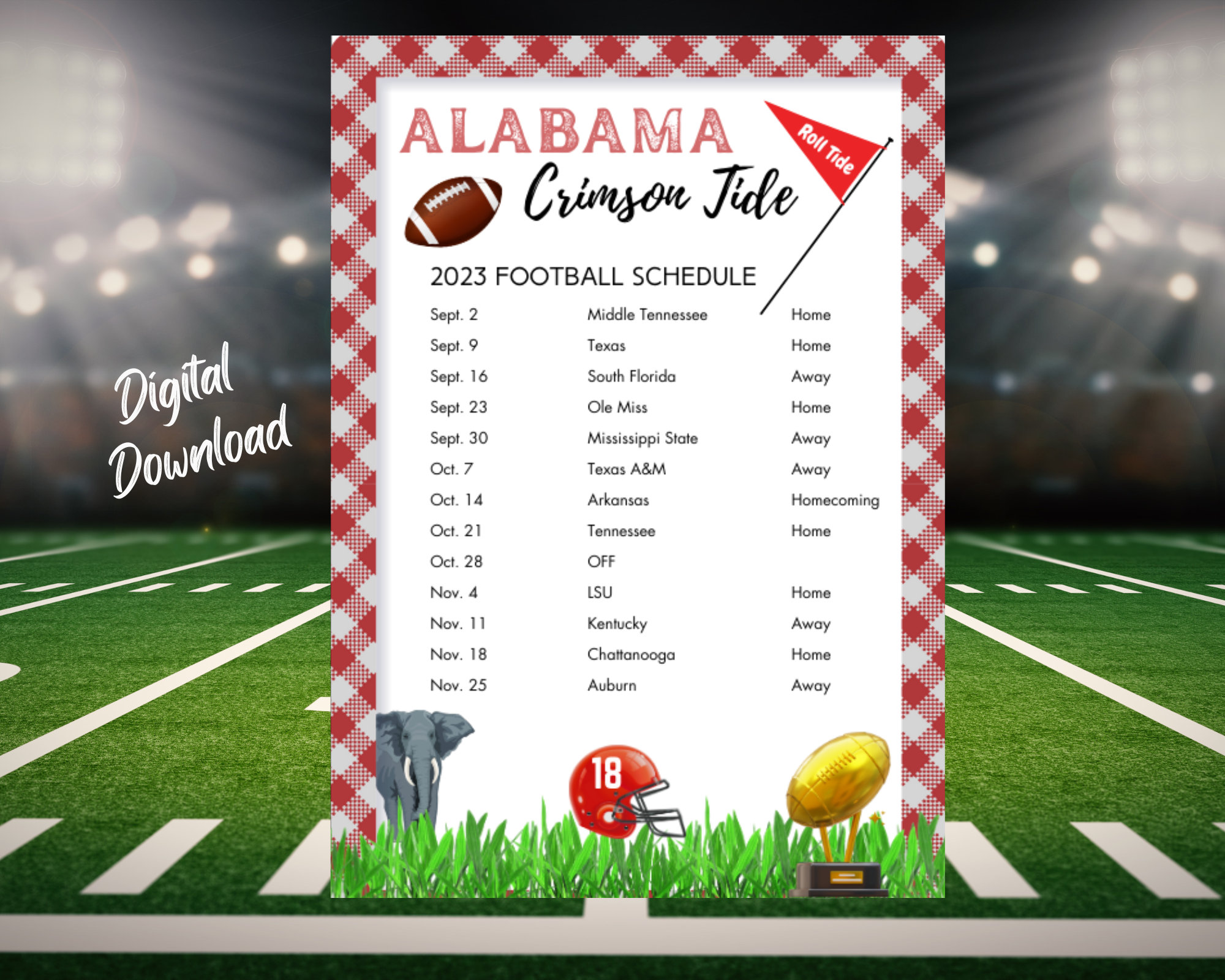 2023 Alabama Crimson Tide Football Schedule: Downloadable