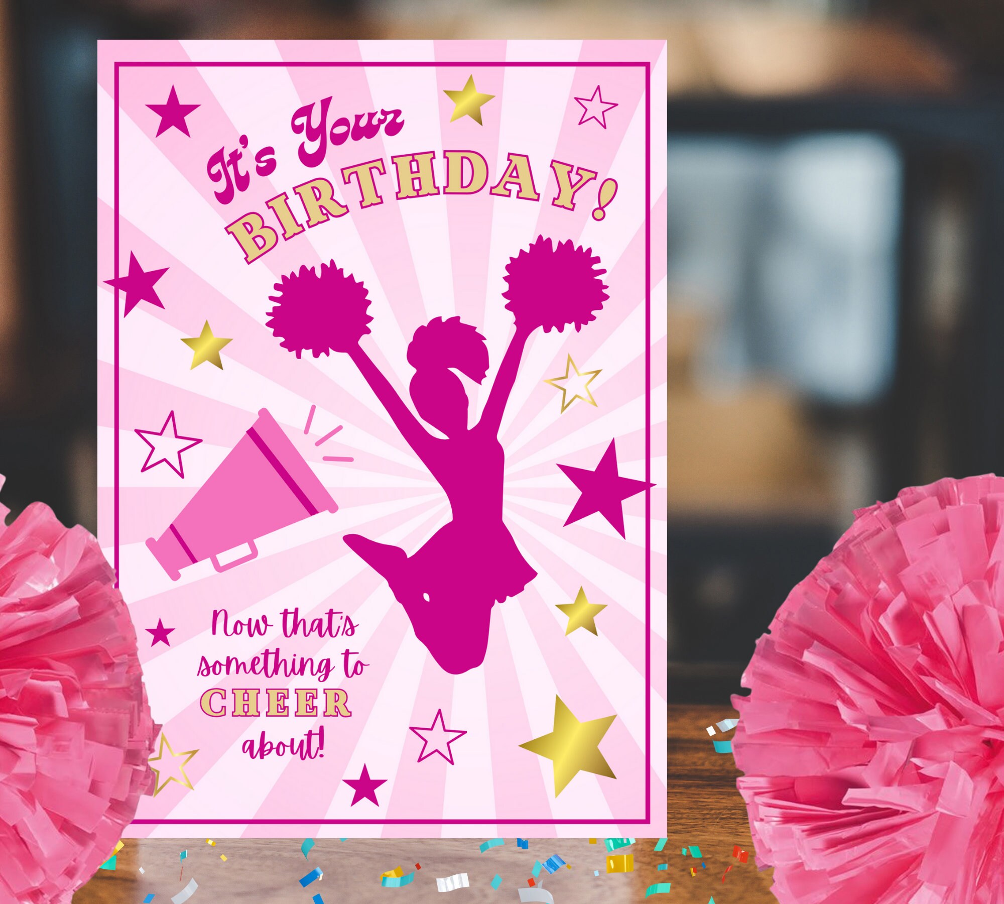 Cheerleader Birthday Card Printable Birthday Greeting Birthday
