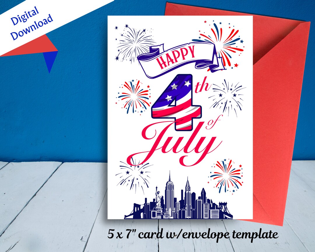 4th of July Greeting Card | New York City | Independence Day Card ...