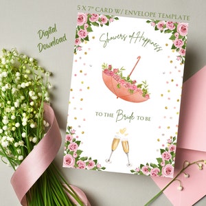 carte nuptiale de douche | Cadeau nuptiale de douche | Carte de douche de mariage | Future mariée | Souhaits nuptiales de douche | Cadeau pour la mariée | Téléchargement numérique