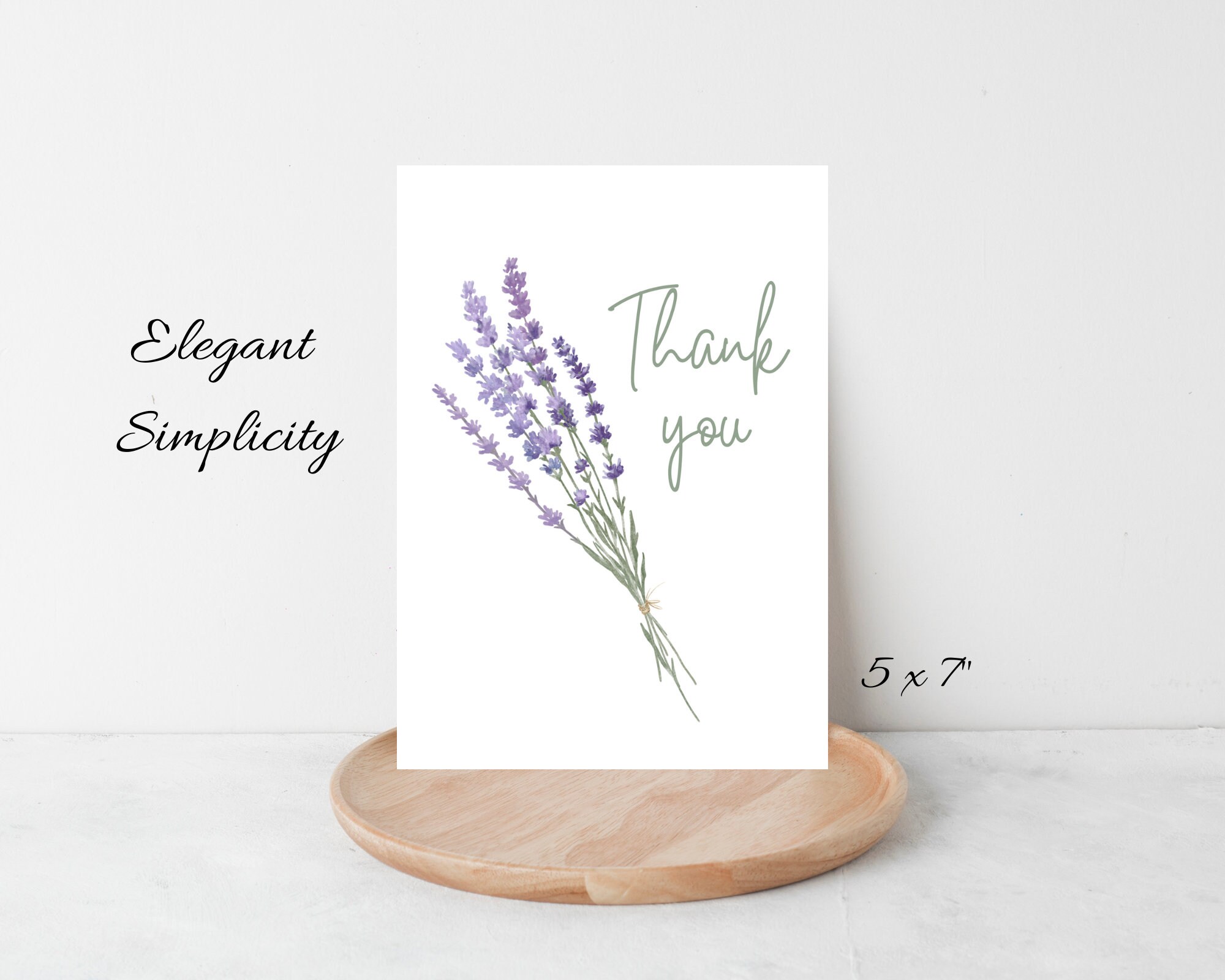 Thank You Card | Hand Painted Watercolor Lavender Flowers | Printable ...