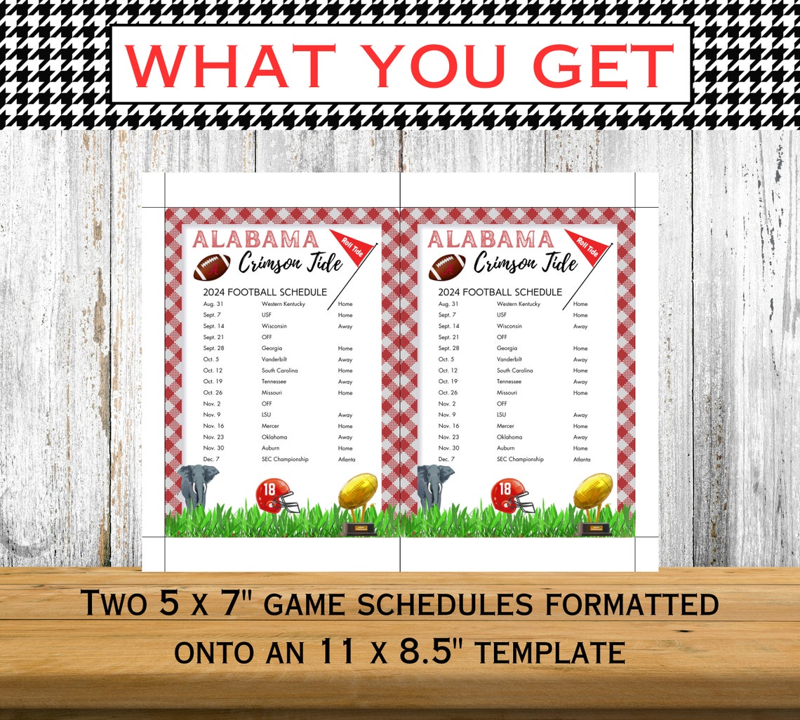2024 University of Alabama Printable Football Schedule Crimson Tide ...