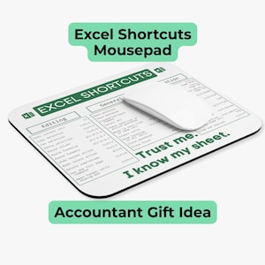 Mousepad com atalhos do Excel – Dicas de planilhas para contadores, profissionais de finanças e analistas de dados – Acessório de mesa de escritório – Presente para formandos em contabilidade