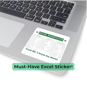 Excel Keyboard Shortcuts Stickers - Appreciation Gift for Accountant, Excel Shortcut Sticker, Computer Sticker for Treasury Analyst Gift