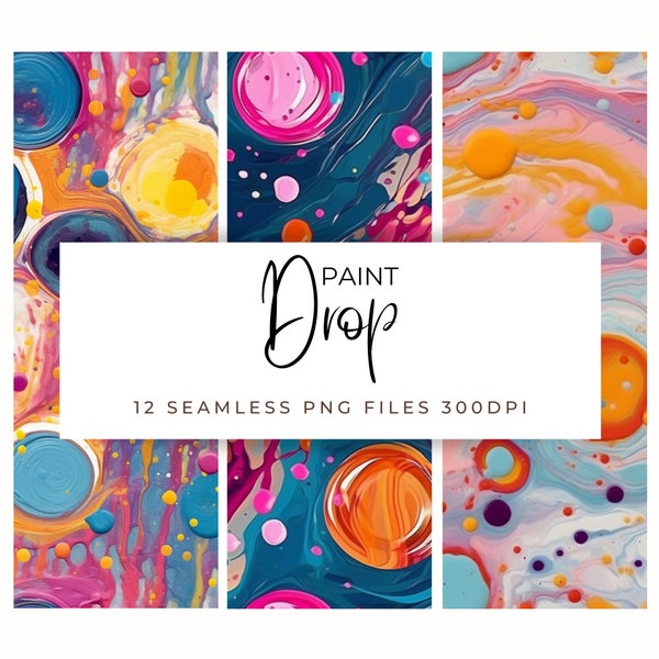 Paint Drop Seamless Patterns, Paint Drops Background, Repeating Pattern, Paint Texture, Painted Background, Digital Paper, Fabric Print, PNG