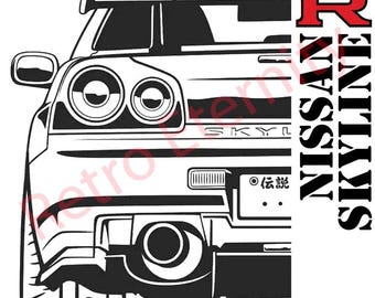Nissan Skyline R34 GT-R Poster • JDM Turbo Car Illustration (Digital Download)