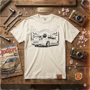 Illustrazione vettoriale in bianco e nero di Nissan Skyline R34 JDM Sakura Art (Download digitale)