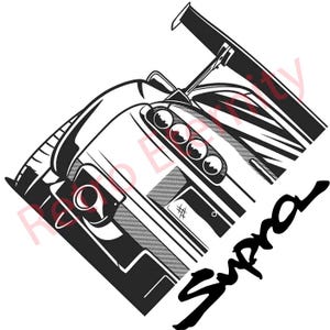 Toyota Supra Rear View Line Art | JDM Car Wall Art | Turbo Supra Poster | Car Enthusiast Gift