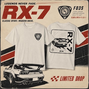 RX-7 PD3S JDM Vektor-Design | Mazda Rotierende Sportwagen Kunstwerk | Schwarzweiße Auto Grafik PNG für T-Shirt Druck