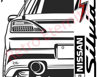 Nissan Silvia S15 Line Art Print | JDM Car Poster (Digital Download)