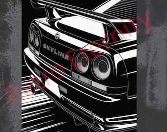 Nissan Skyline R34 Art Print – JDM Car Poster (Digital Download)