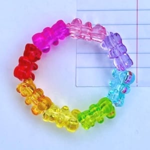 Rainbow Gummy Bear Bracelet l Beaded Candy Bracelet with Rainbow Gummy Beads