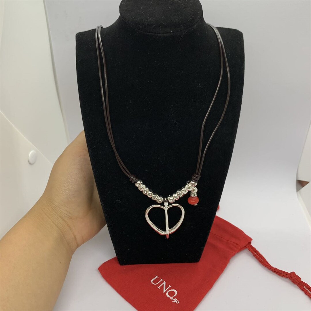 UNO De 50 Necklace Brown Leather Choker Necklace With a Silver Heart ...