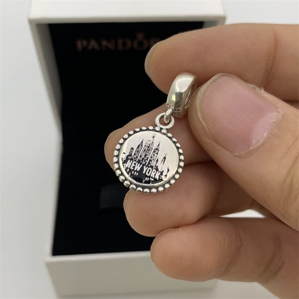 Pandora New York City Pendentif de voyage exclusif Dangle Charm Bijoux en argent sterling S925, avec boîte cadeau