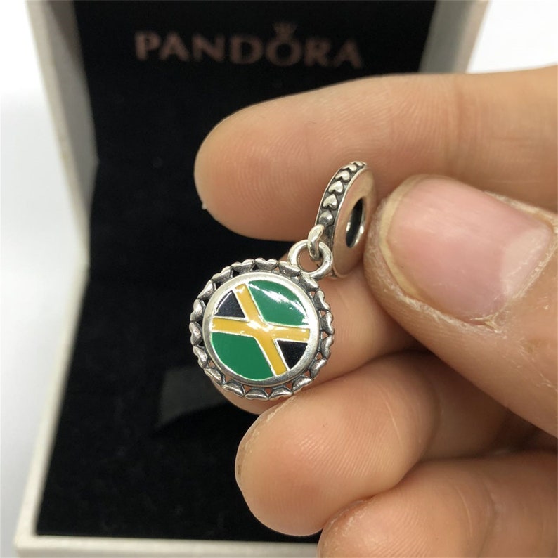 Pandora Jamaica Flag Charm Gifts Pendant, S925 Sterling Silver Jewelry