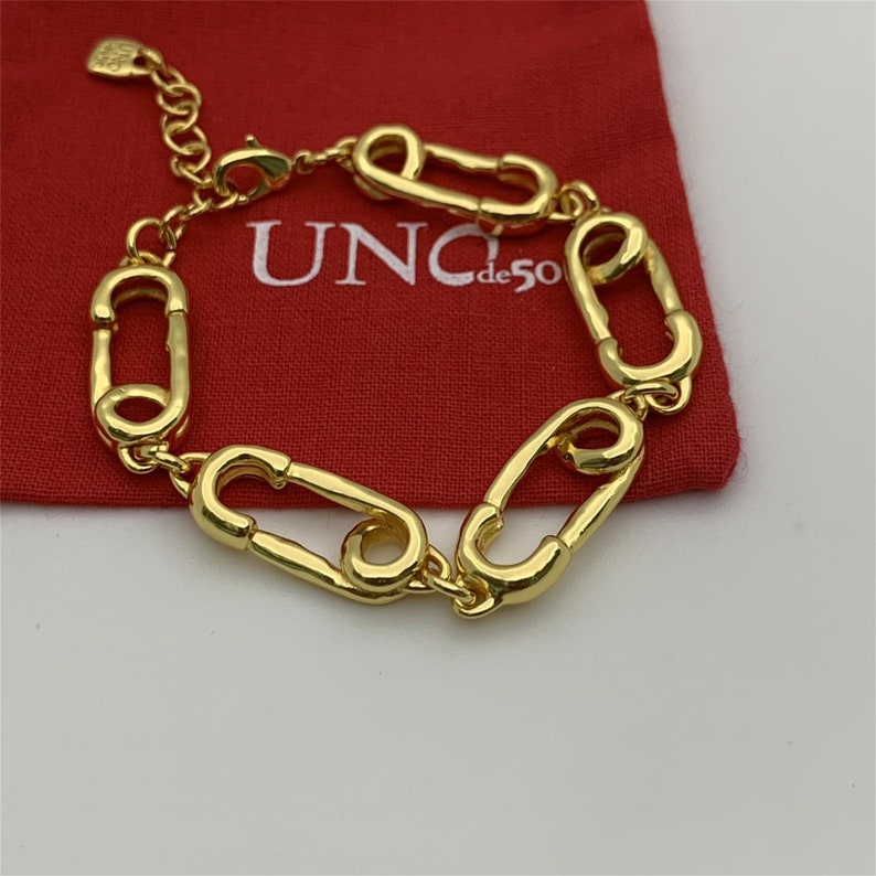 Uno De 50 Gold Link Bracelet gold Plated Bracelet WITH Adjustable 3CM