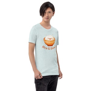 Cute Rice T-Shirt Rice & Shine Kawaii Tee Gift For Asian Foodie Funny Chinese Food Lover Shirt Adorable Rice Bowl T Shirt Asian Food Pun Top