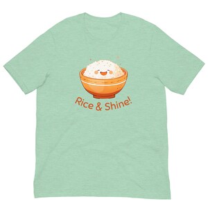 Cute Rice T-Shirt Rice & Shine Kawaii Tee Gift For Asian Foodie Funny Chinese Food Lover Shirt Adorable Rice Bowl T Shirt Asian Food Pun Top