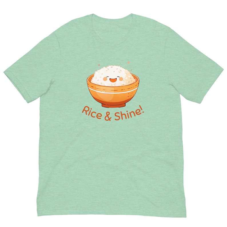 Cute Rice T-Shirt Rice & Shine Kawaii Tee Gift For Asian Foodie Funny Chinese Food Lover Shirt Adorable Rice Bowl T Shirt Asian Food Pun Top