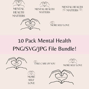 Motivational SVG Bundle, Self Love, Mental Health Matters, Mental Health Matters Svg, SVG Bundle, Png Bundle, Love Yourself