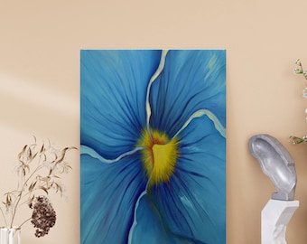 Blue Flower Wall Art – Abstract Floral Print – Bold Modern Decor – Digital Download