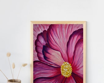 Pink Flower Wall Art – Abstract Floral Print – Vibrant Modern Decor – Digital Download