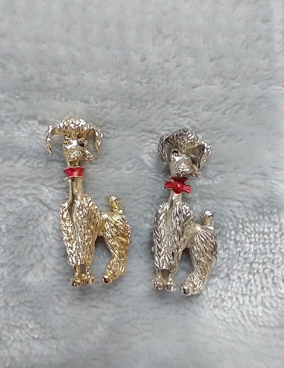 Vintage poodle dog brooches Gem