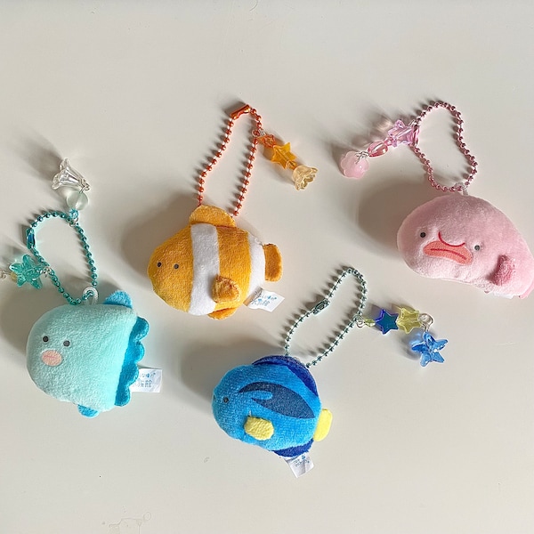 Cute Sealife Plushie Beaded Keychains