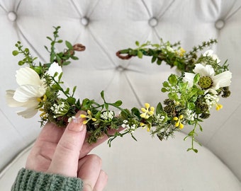 Arwen/LOTR Inspired Woodland Wedding Flower Crown | Faux Greenery & Blossoms | Cottagecore | Nature Wedding | Fairy | Enchanted Forest