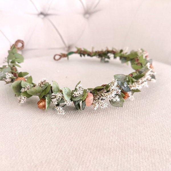 Fairycore Dried Flower Crown | REAL Natural Flowers & Eucalyptus | Cottagecore | Enchanted Fairy Leafy Head Piece | Woodland Wedding