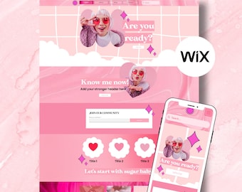 Wix Website Template Theme Pink Retro Website Design Services and Blog Website