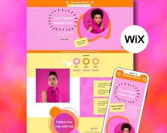 Wix Website Template Theme Pink Orange Cool Website Design Services and Blog Website Coach