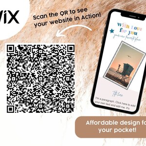 May include: A QR code with a smartphone displaying a mobile website design template with the text "With Love for you" and a sunset beach scene. The text "Affordable design for your pocket!" is at the bottom of the image.