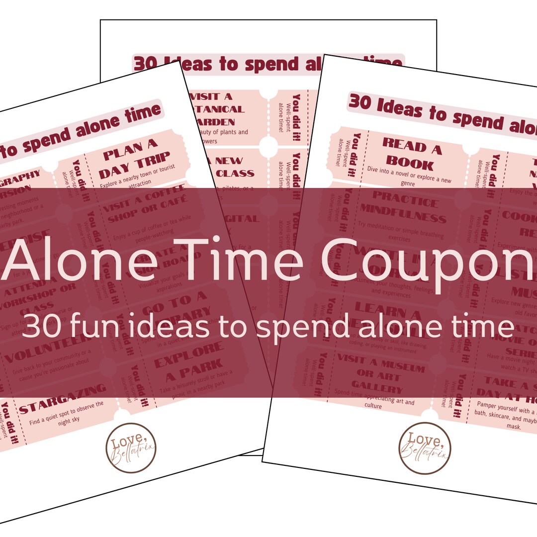 Printable Self-care Coupon Alone Time Voucher Digital Gift - Etsy