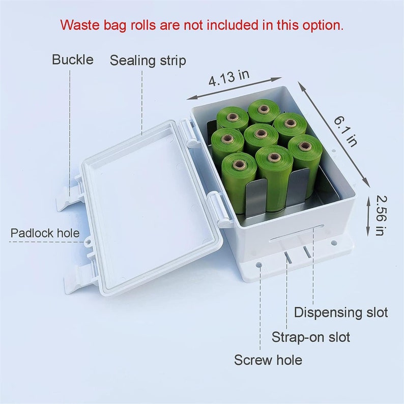 Dog Poop Bag Dispenser Wall Mount Waterproof Dog Bag Dispenser Stake, Pole, Fence Mounted Fits