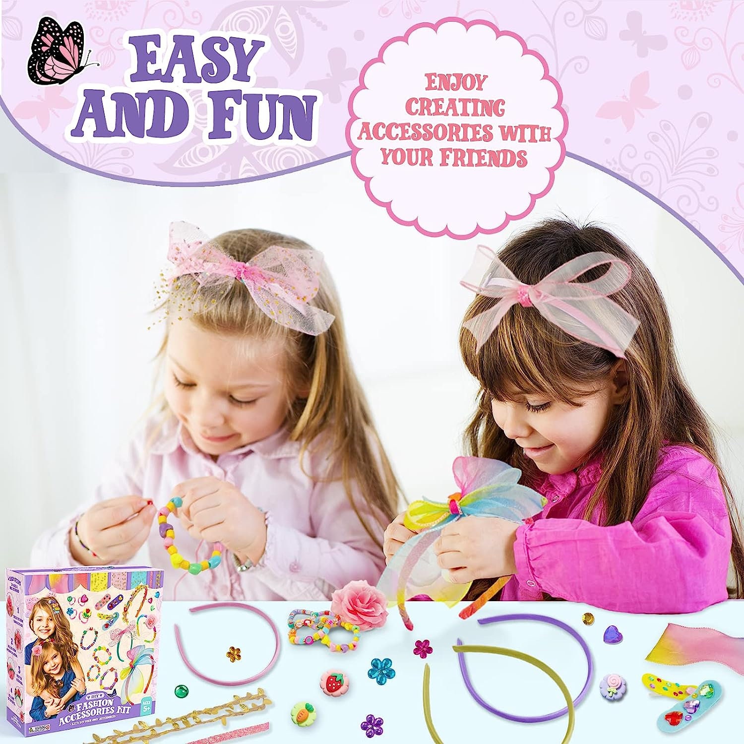 Best Gifts for 6-year-old Girls: Craft Kits for Kids 6-12 | Fashion Girls Hair Accessories Making Set | That allows Girls to Make Their Own Unique DIY